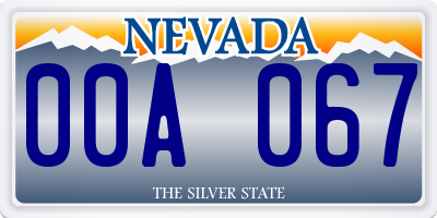 NV license plate 00A067