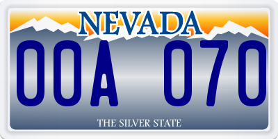 NV license plate 00A070