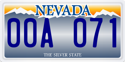 NV license plate 00A071