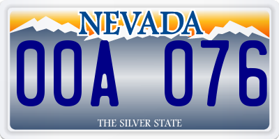 NV license plate 00A076