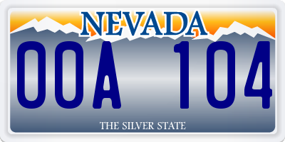 NV license plate 00A104