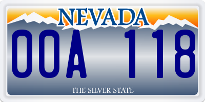 NV license plate 00A118