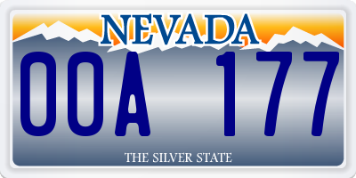 NV license plate 00A177
