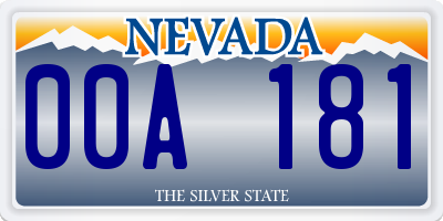 NV license plate 00A181