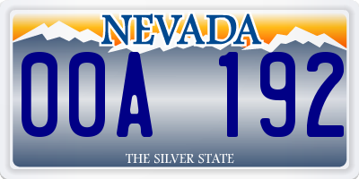 NV license plate 00A192