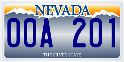 NV license plate 00A201