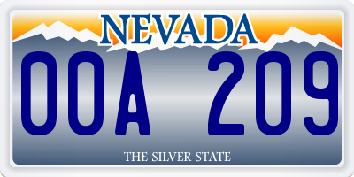 NV license plate 00A209