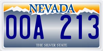 NV license plate 00A213