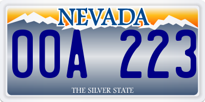 NV license plate 00A223