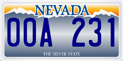 NV license plate 00A231