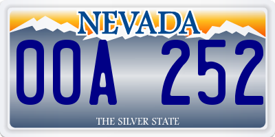 NV license plate 00A252