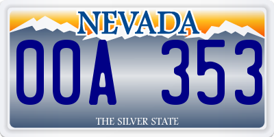 NV license plate 00A353