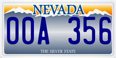 NV license plate 00A356