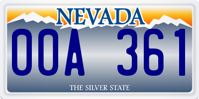 NV license plate 00A361