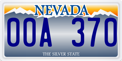 NV license plate 00A370