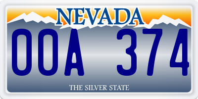 NV license plate 00A374