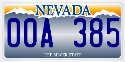 NV license plate 00A385
