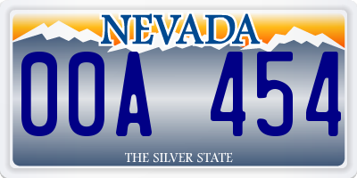 NV license plate 00A454