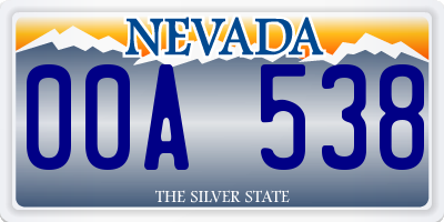 NV license plate 00A538