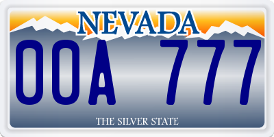NV license plate 00A777