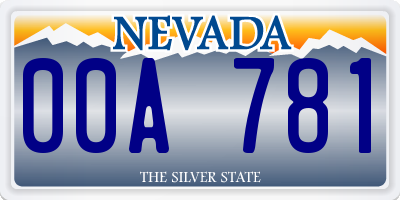 NV license plate 00A781