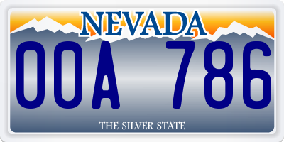 NV license plate 00A786