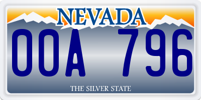 NV license plate 00A796