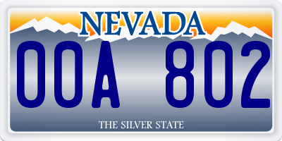 NV license plate 00A802