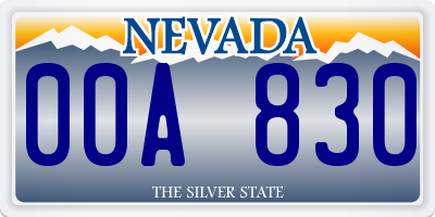 NV license plate 00A830
