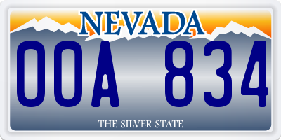 NV license plate 00A834