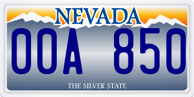 NV license plate 00A850