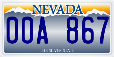 NV license plate 00A867