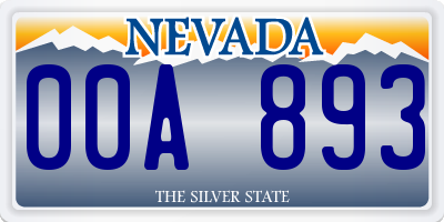 NV license plate 00A893