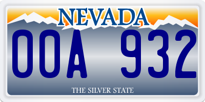NV license plate 00A932