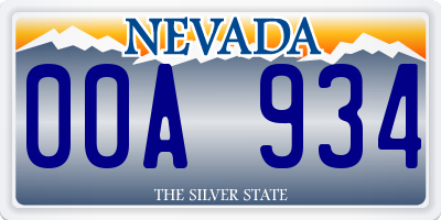 NV license plate 00A934