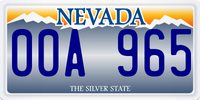 NV license plate 00A965