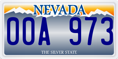 NV license plate 00A973
