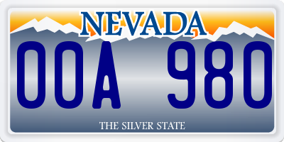NV license plate 00A980