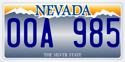 NV license plate 00A985