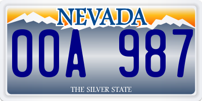 NV license plate 00A987