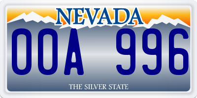NV license plate 00A996