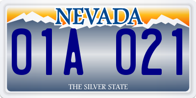 NV license plate 01A021