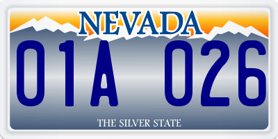 NV license plate 01A026