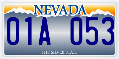 NV license plate 01A053