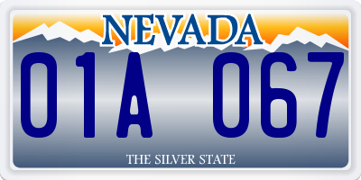 NV license plate 01A067