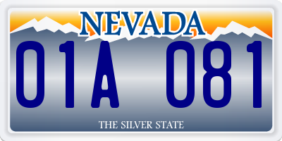 NV license plate 01A081