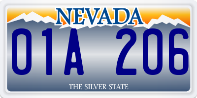 NV license plate 01A206
