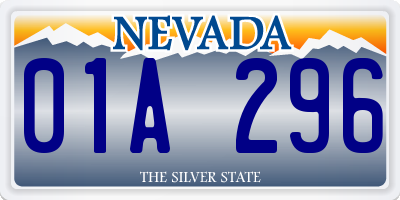 NV license plate 01A296