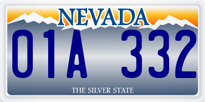 NV license plate 01A332
