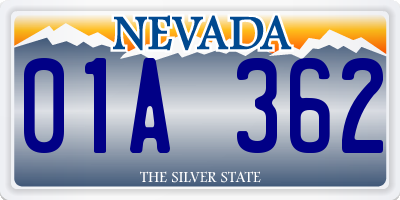 NV license plate 01A362